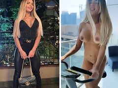 Paula Lima arrasando no treino de bicicleta sem roupa