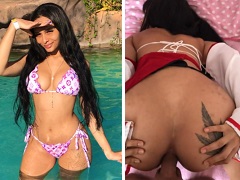 Ana, uma ninfeta morena muito gostosa, fazendo sexo anal na posição de quatro