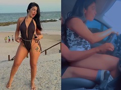 Francielle Araújo rebolando gostoso em cima do amigo enquanto ele está ao volante