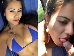 Steffy Moreno fazendo sexo oral no amigo enquanto ele está dirigindo