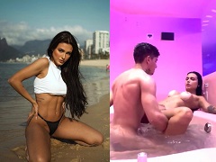 Fernanda Campos fazendo amor com rapaz mais jovem na banheira de um motel